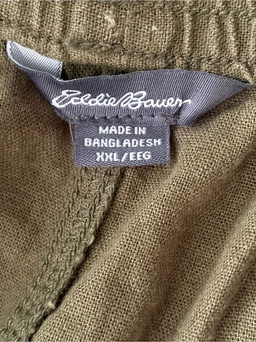 Eddie Bauer Olive Green Linen blend Drawstring Shorts size XXL - Picture 4 of 4